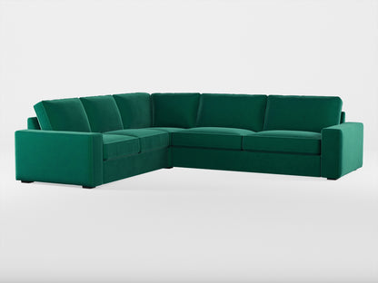 Ikea KIVIK 5-seat corner sofa cover made by Covereo in upholstery named VELVET Dark Teal