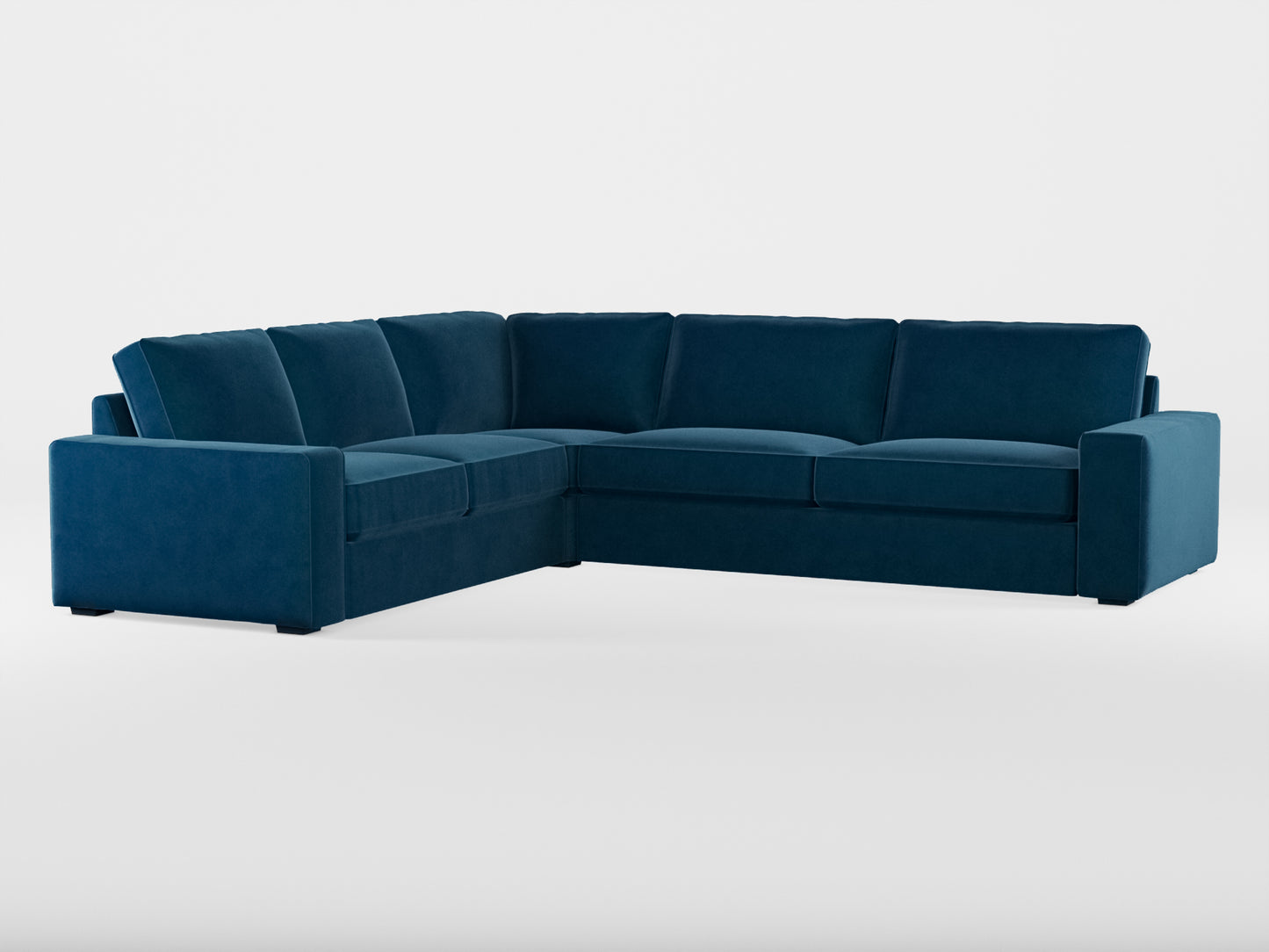 Ikea KIVIK 5-seat corner sofa cover made by Covereo in upholstery named VELVET In the Navy