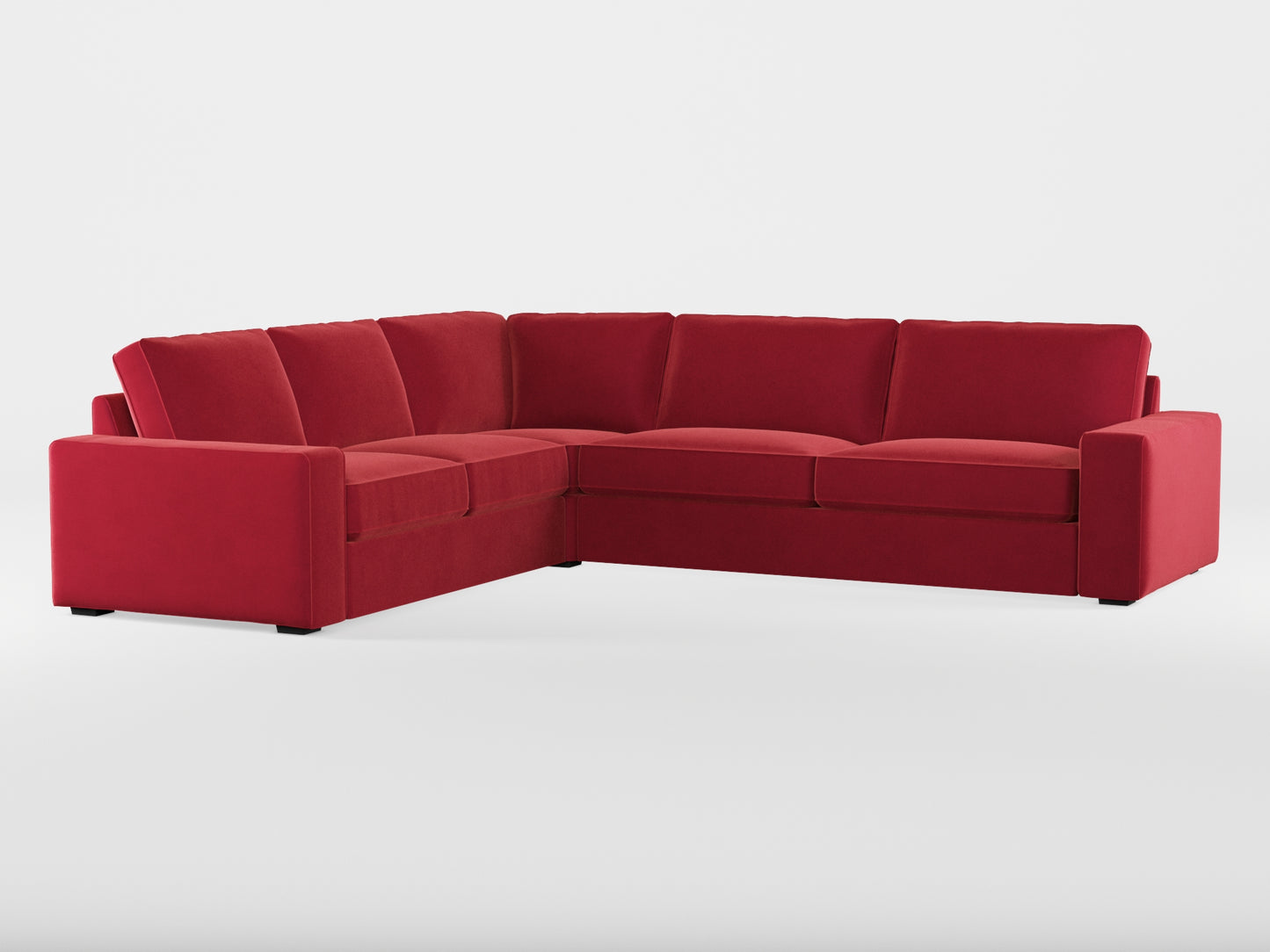 Ikea KIVIK 5-seat corner sofa cover made by Covereo in upholstery named VELVET Intense Red