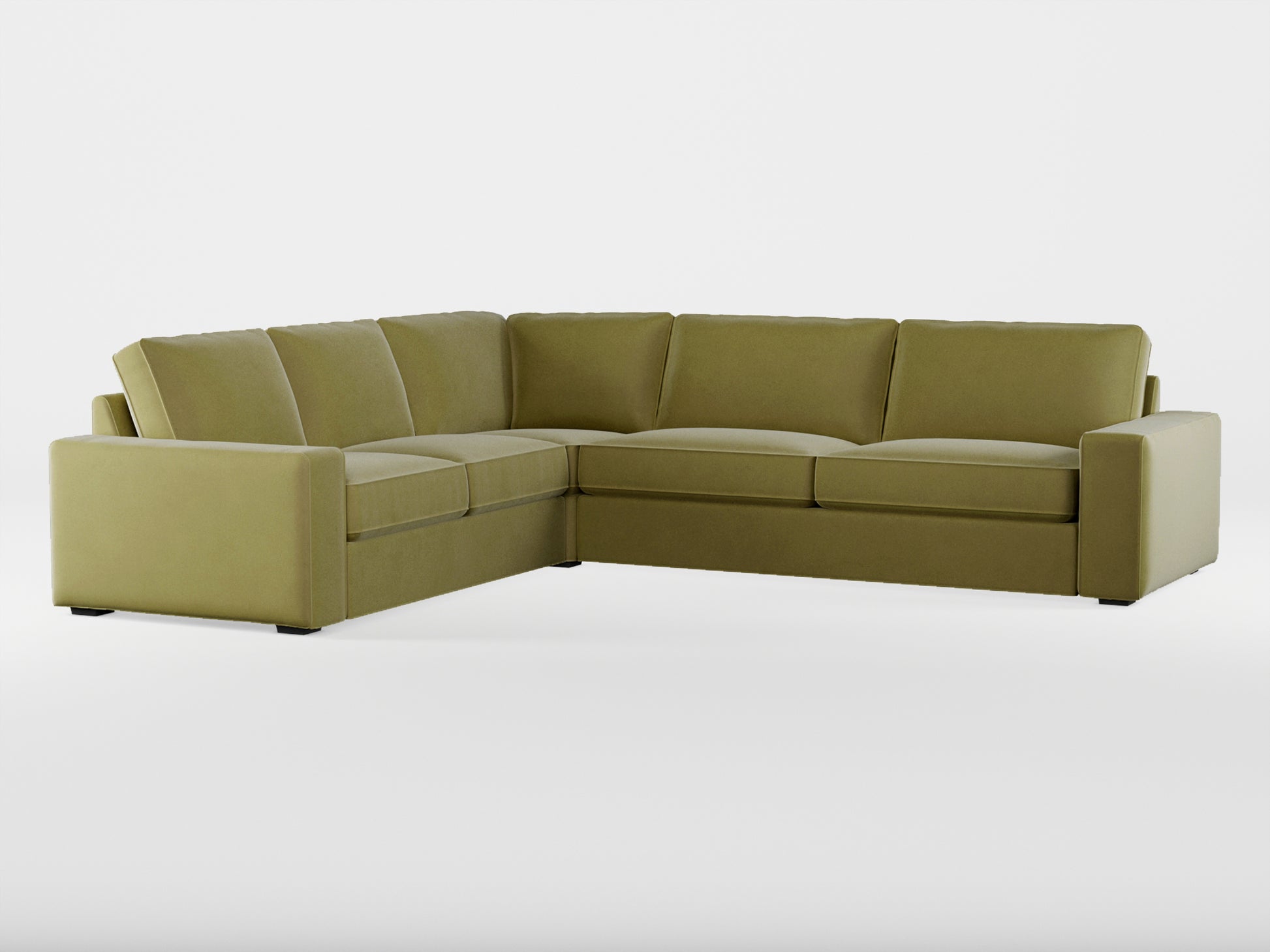 Ikea KIVIK 5-seat corner sofa cover made by Covereo in upholstery named VELVET Olive Dream