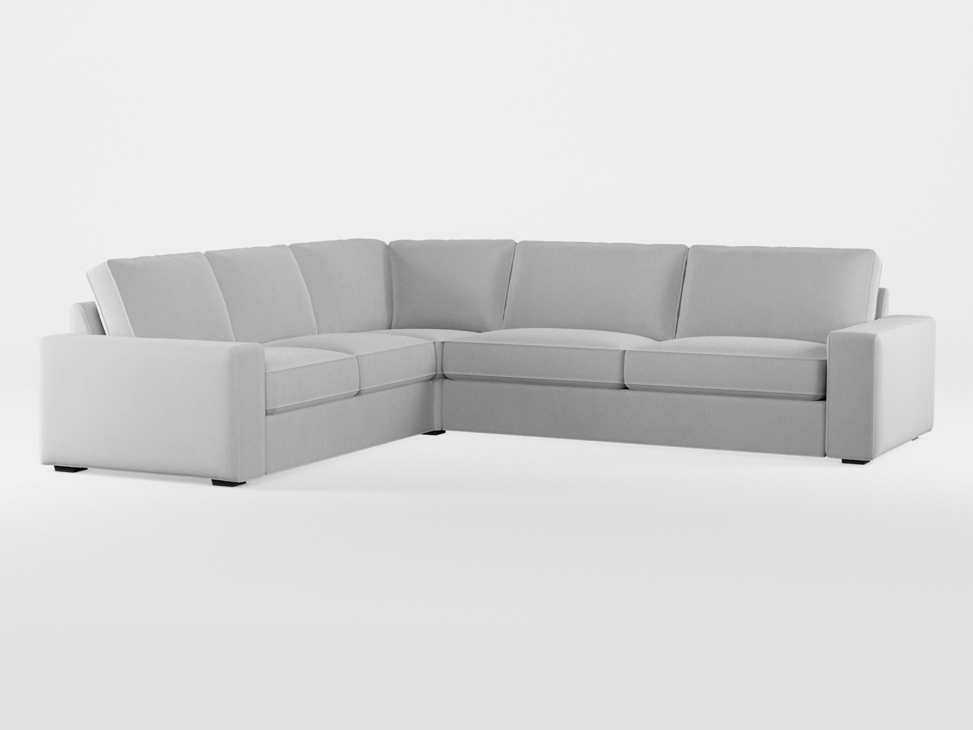 Ikea KIVIK 5-seat corner sofa cover made by Covereo in upholstery named VELVET Queen of Ice