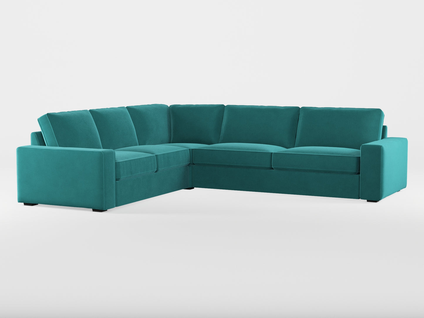 Ikea KIVIK 5-seat corner sofa cover made by Covereo in upholstery named VELVET Turquoise Twist