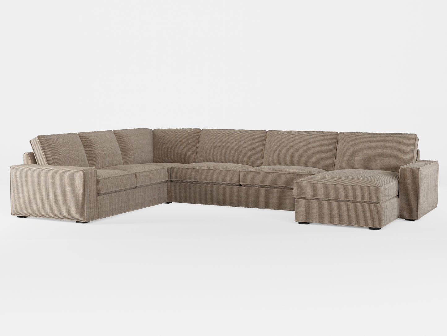 Ikea KIVIK 6-seat sofa with chaise longue cover made by Covereo in upholstery named COSY Ashen Sky