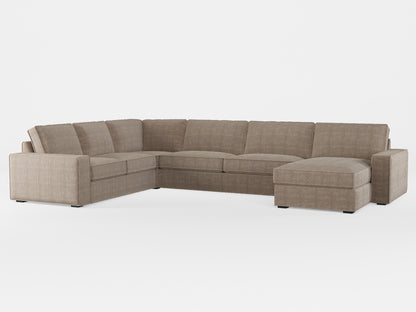 Ikea KIVIK 6-seat sofa with chaise longue cover made by Covereo in upholstery named COSY Ashen Sky