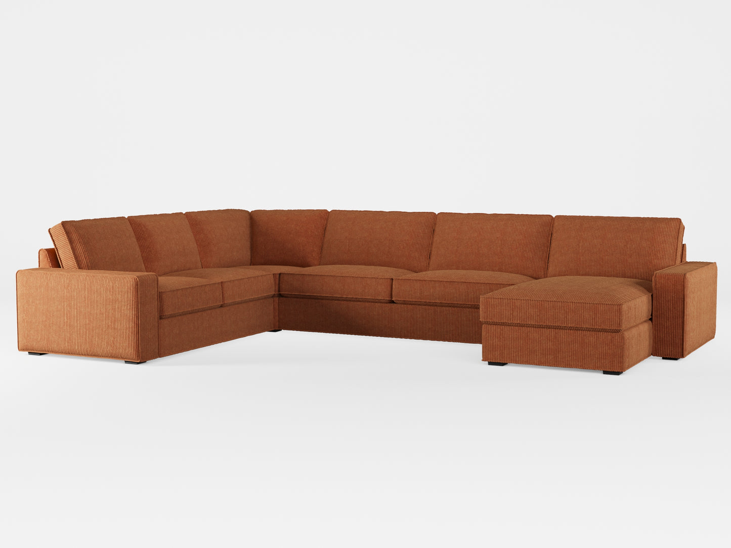 Ikea KIVIK 6-seat sofa with chaise longue cover made by Covereo in upholstery named COSY Autumn Leaves