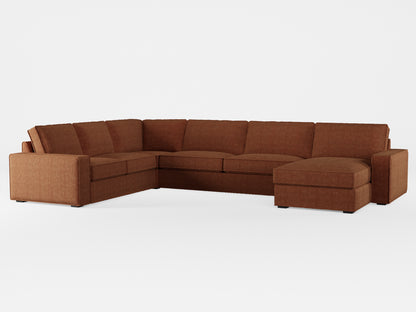 Ikea KIVIK 6-seat sofa with chaise longue cover made by Covereo in upholstery named COSY Chestnut