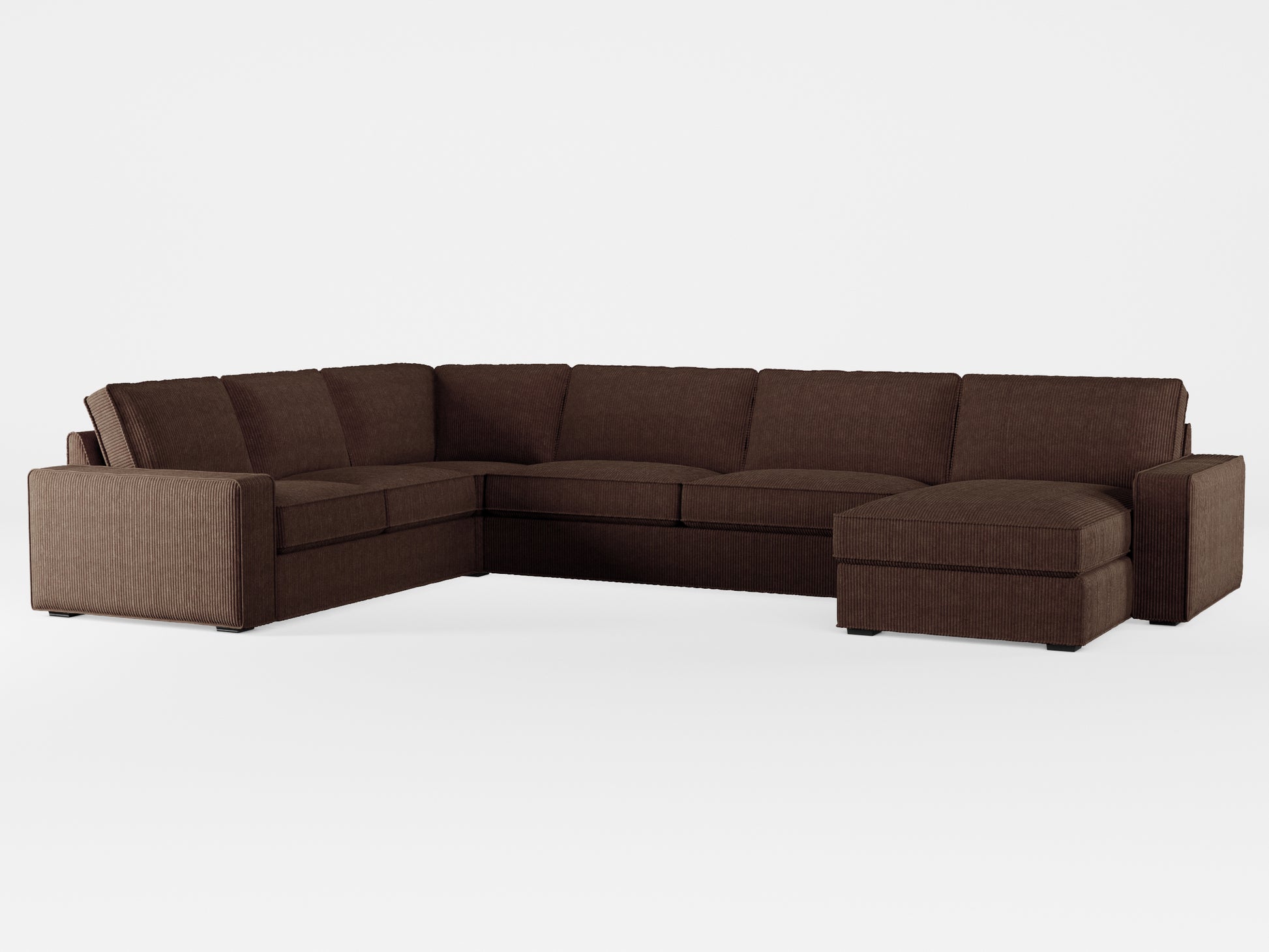 Ikea KIVIK 6-seat sofa with chaise longue cover made by Covereo in upholstery named COSY Dark Candy