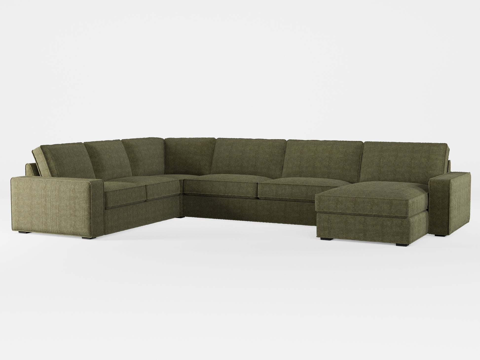 Ikea KIVIK 6-seat sofa with chaise longue cover made by Covereo in upholstery named COSY Deep Forest