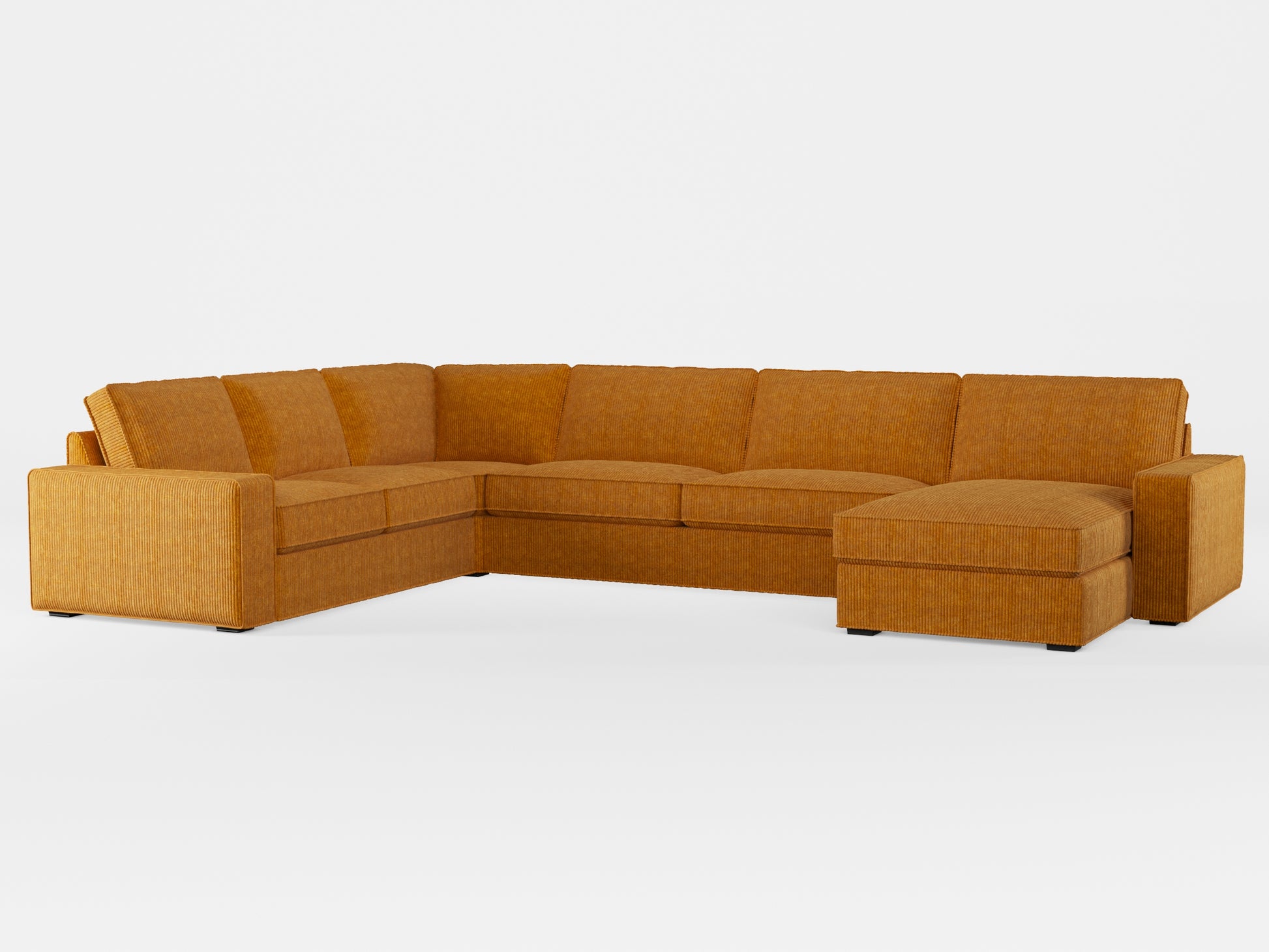 Ikea KIVIK 6-seat sofa with chaise longue cover made by Covereo in upholstery named COSY Honeymoon