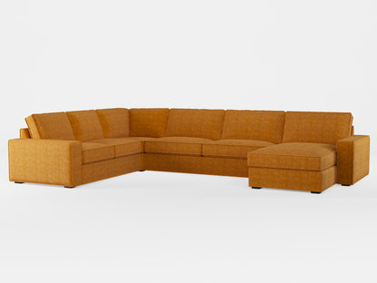 Ikea KIVIK 6-seat sofa with chaise longue cover made by Covereo in upholstery named COSY Honeymoon