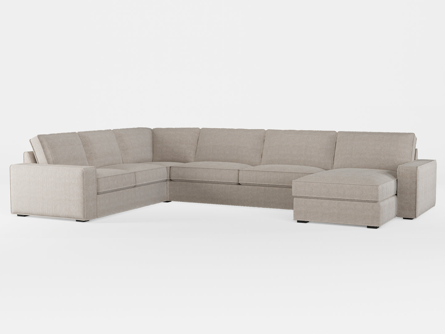 Ikea KIVIK 6-seat sofa with chaise longue cover made by Covereo in upholstery named COSY Sea Shell