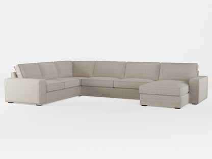 Ikea KIVIK 6-seat sofa with chaise longue cover made by Covereo in upholstery named COSY Sea Shell