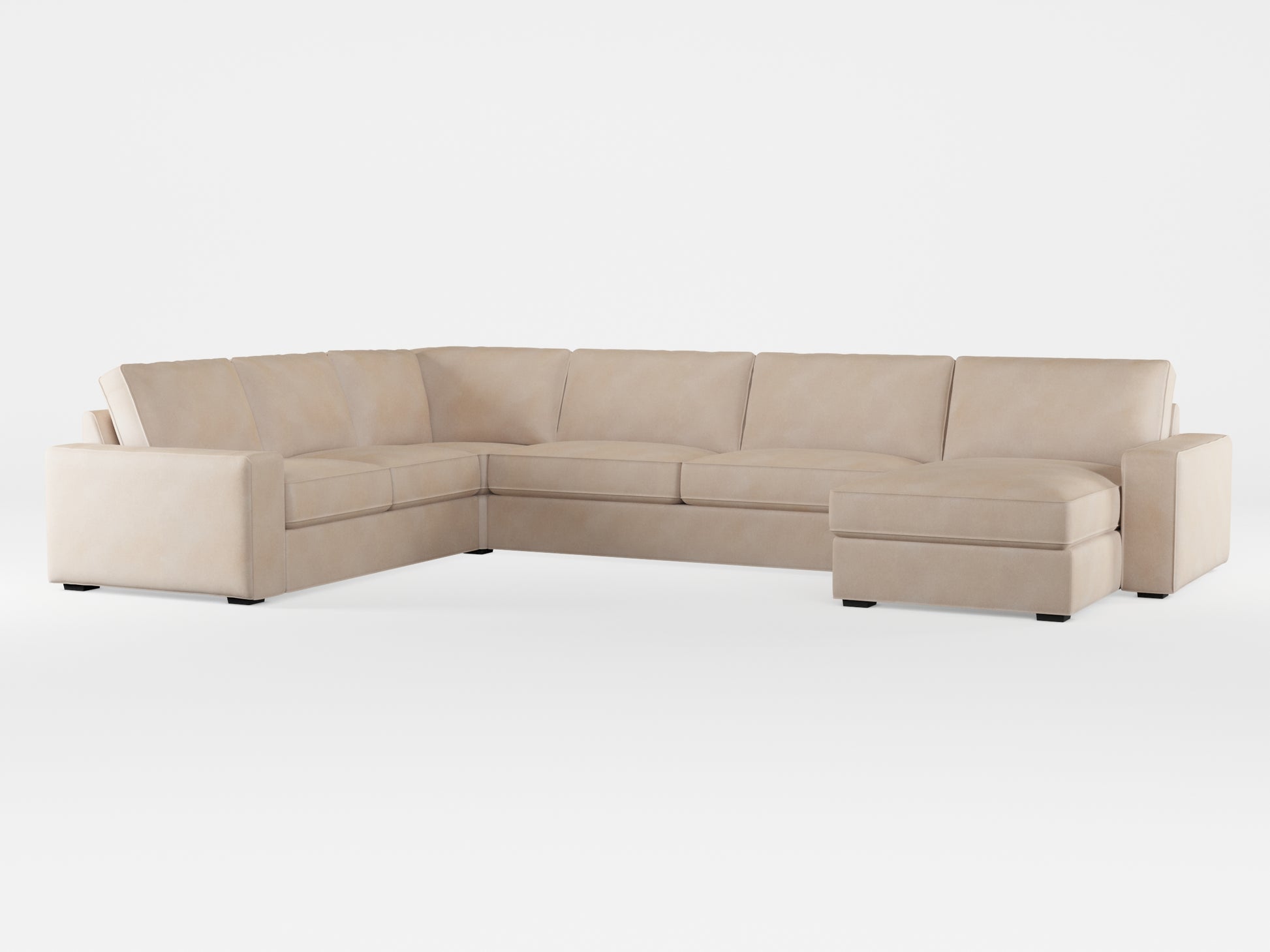 Ikea KIVIK 6-seat sofa with chaise longue cover made by Covereo in upholstery named ECONUBUCK Bright