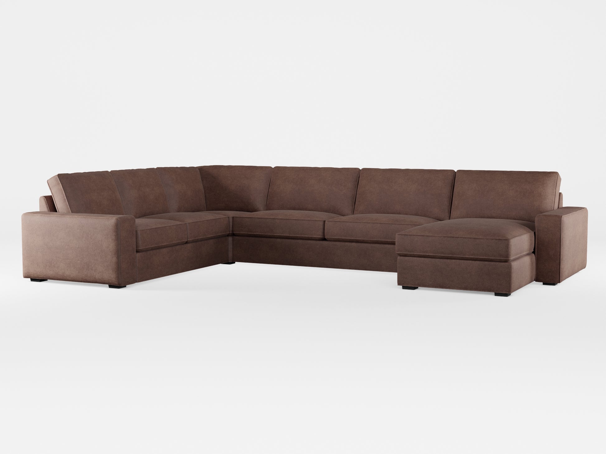 Ikea KIVIK 6-seat sofa with chaise longue cover made by Covereo in upholstery named ECONUBUCK Dark