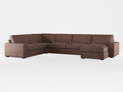 Ikea KIVIK 6-seat sofa with chaise longue cover made by Covereo in upholstery named ECONUBUCK Dark