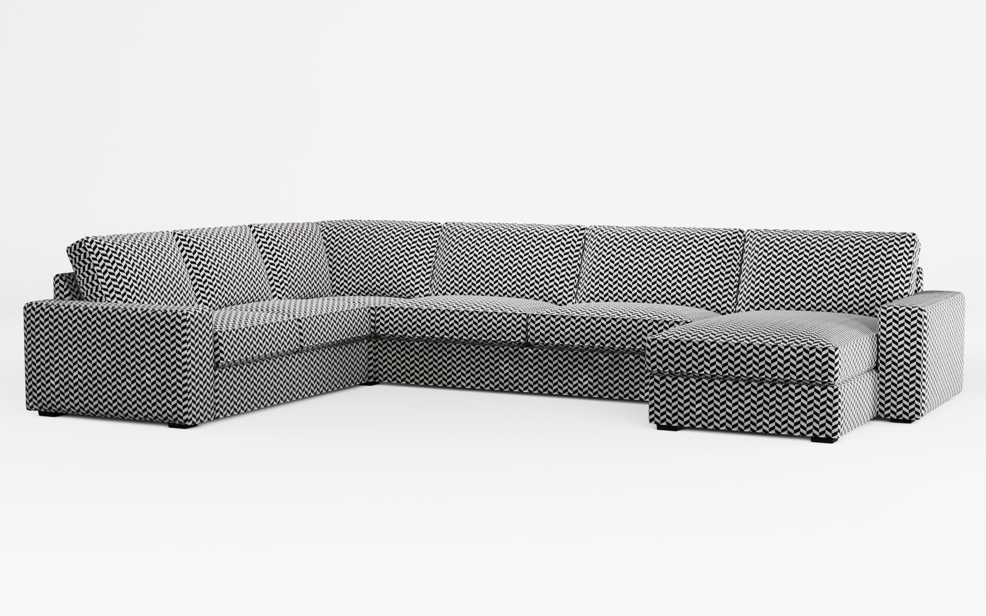 Ikea KIVIK 6-seat sofa with chaise longue cover made by Covereo in upholstery named HERRINGBONE White