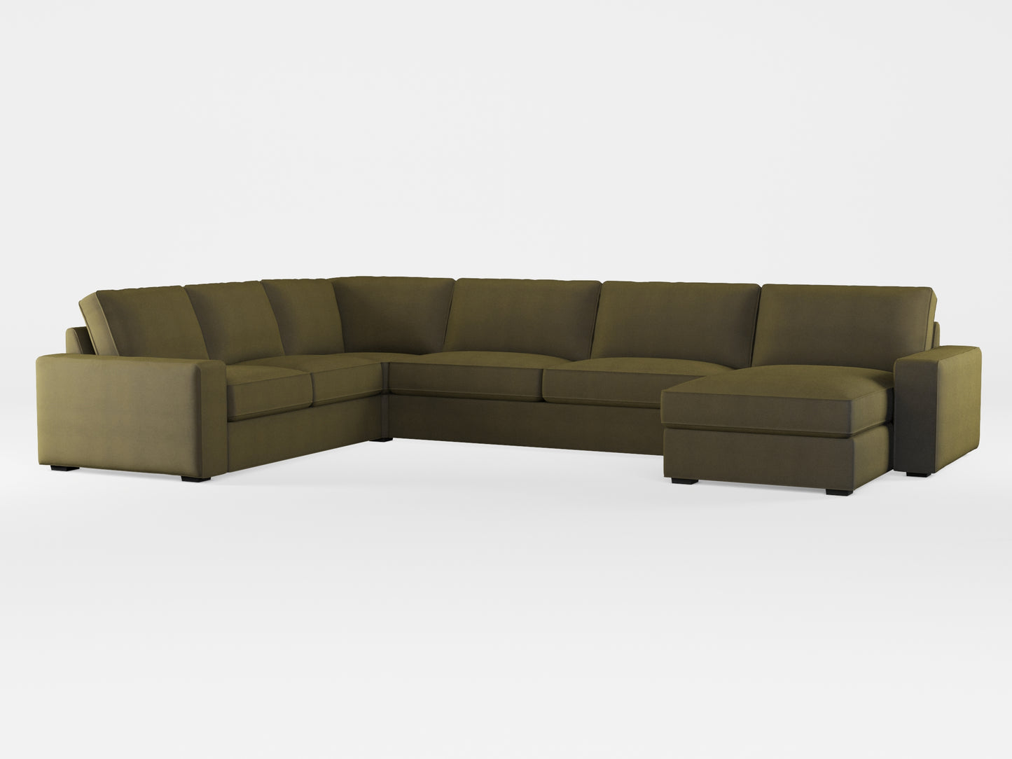 Ikea KIVIK 6-seat sofa with chaise longue cover made by Covereo in upholstery named OMON Boho Green