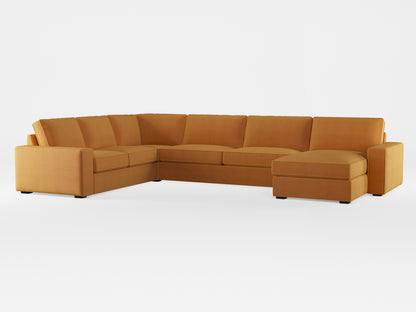 Ikea KIVIK 6-seat sofa with chaise longue cover made by Covereo in upholstery named OMON Classic Mustard