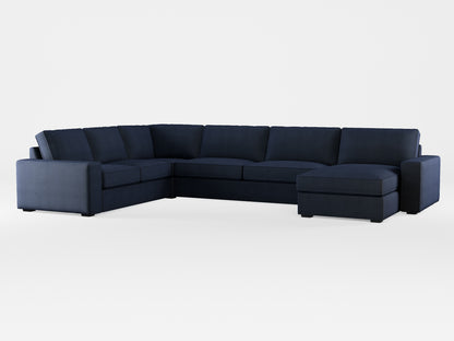 Ikea KIVIK 6-seat sofa with chaise longue cover made by Covereo in upholstery named OMON Elegant Marine