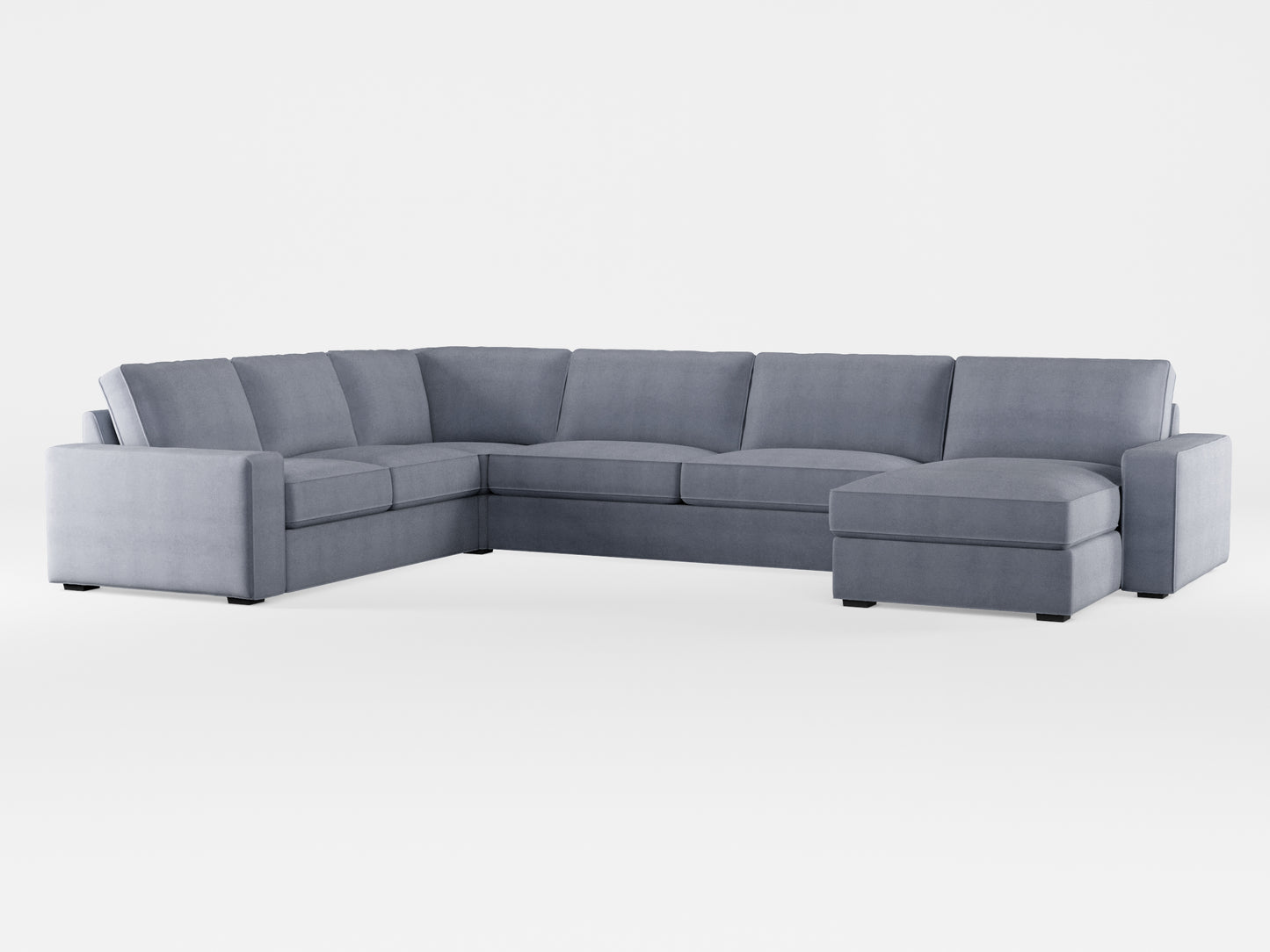 Ikea KIVIK 6-seat sofa with chaise longue cover made by Covereo in upholstery named OMON Industrial Grey