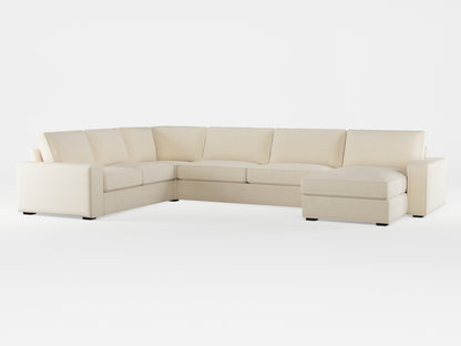 Ikea KIVIK 6-seat sofa with chaise longue cover made by Covereo in upholstery named OMON Natural Beige