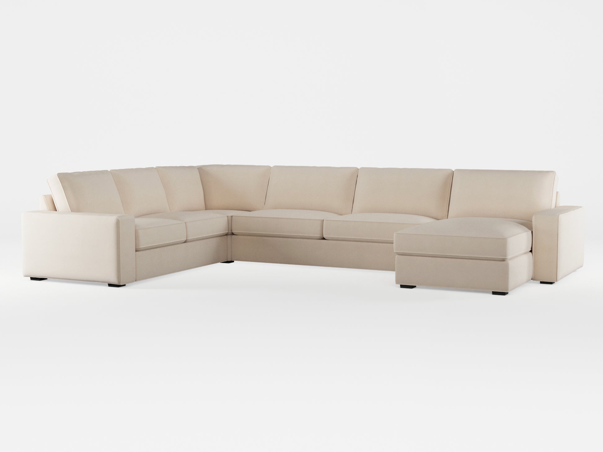 Ikea KIVIK 6-seat sofa with chaise longue cover made by Covereo in upholstery named OMON Vintage Beige