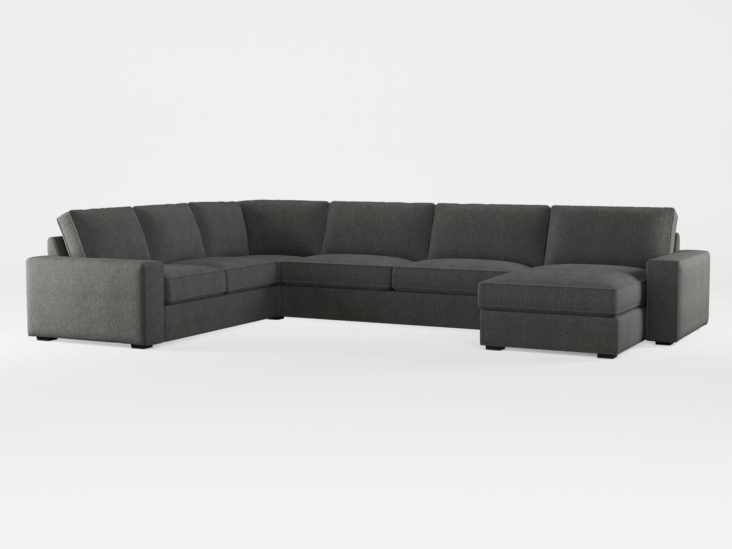 Ikea KIVIK 6-seat sofa with chaise longue cover made by Covereo in upholstery named MONTANA Dark Grey