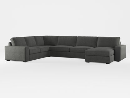 Ikea KIVIK 6-seat sofa with chaise longue cover made by Covereo in upholstery named MONTANA Dark Grey