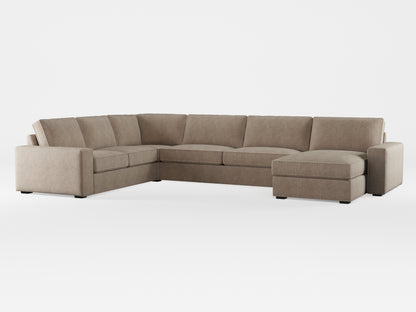 Ikea KIVIK 6-seat sofa with chaise longue cover made by Covereo in upholstery named MONTANA Gravel Beige