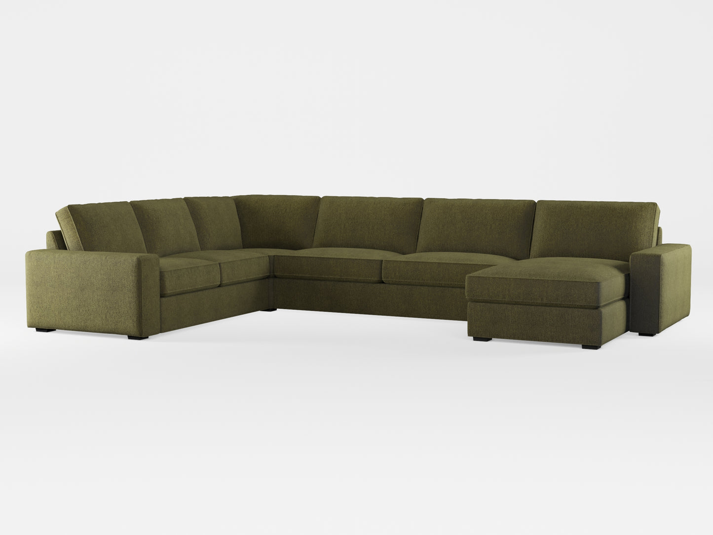 Ikea KIVIK 6-seat sofa with chaise longue cover made by Covereo in upholstery named MONTANA Khaki