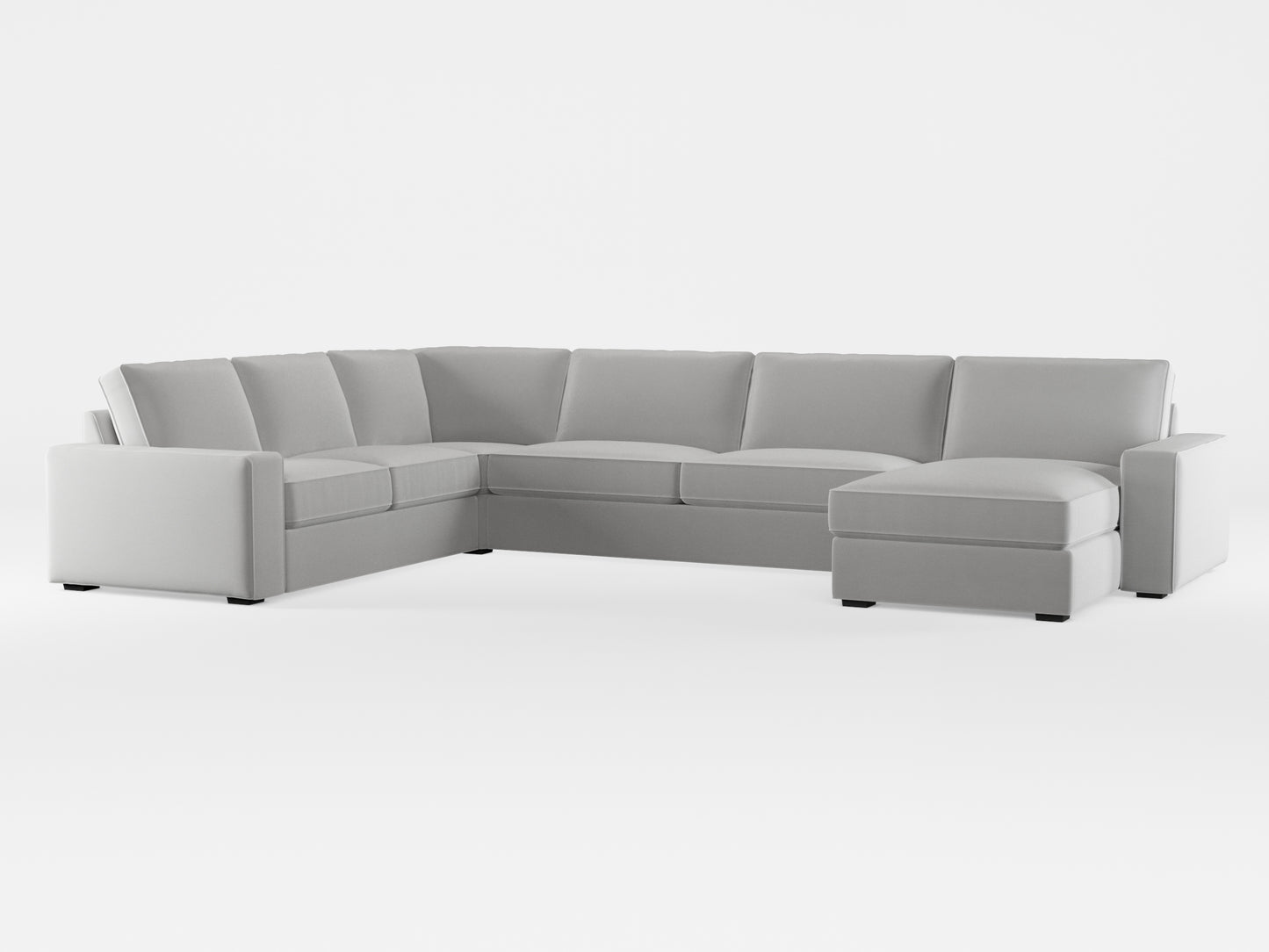 Ikea KIVIK 6-seat sofa with chaise longue cover made by Covereo in upholstery named PECADLY Air Grey