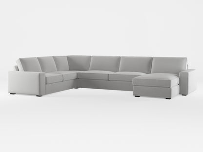 Ikea KIVIK 6-seat sofa with chaise longue cover made by Covereo in upholstery named PECADLY Air Grey