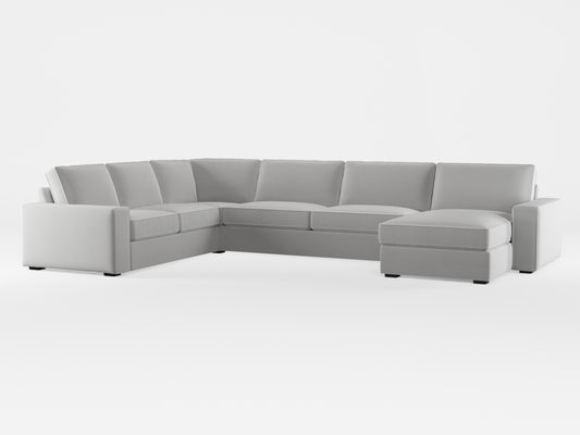 Ikea KIVIK 6-seat sofa with chaise longue cover made by Covereo in upholstery named PECADLY Air Grey