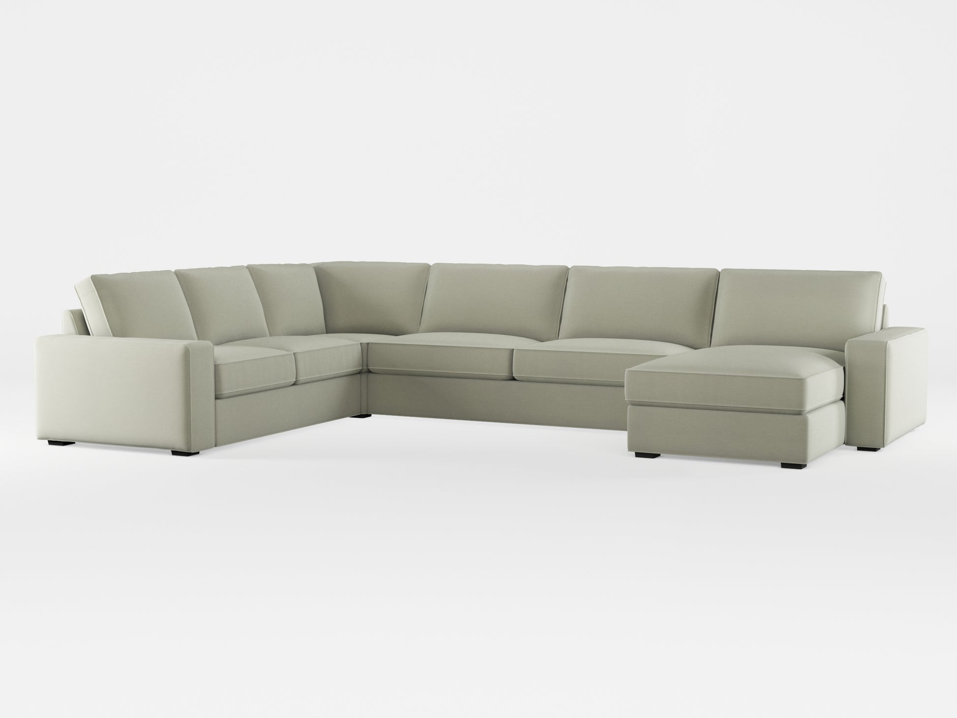 Ikea KIVIK 6-seat sofa with chaise longue cover made by Covereo in upholstery named PECADLY Dusty Beige