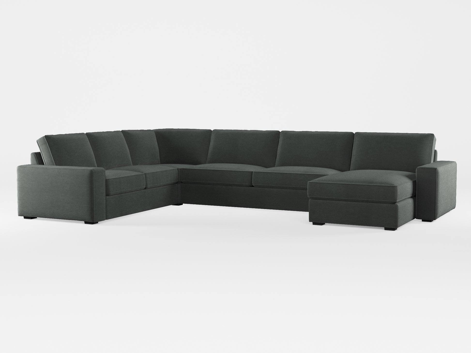 Ikea KIVIK 6-seat sofa with chaise longue cover made by Covereo in upholstery named PECADLY Evening Grey