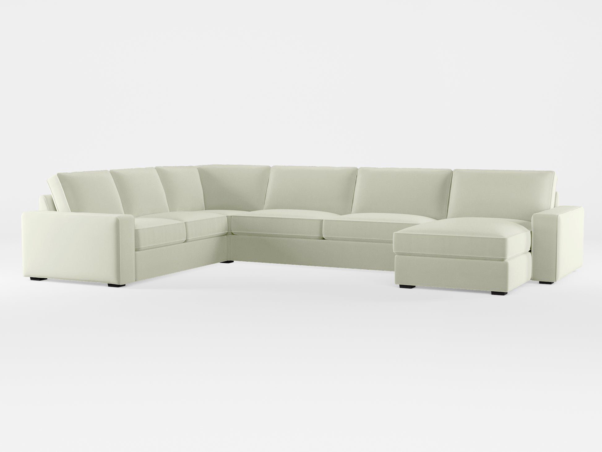 Ikea KIVIK 6-seat sofa with chaise longue cover made by Covereo in upholstery named PECADLY Ivory Touch