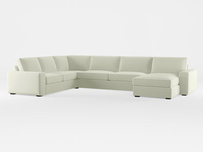 Ikea KIVIK 6-seat sofa with chaise longue cover made by Covereo in upholstery named PECADLY Ivory Touch