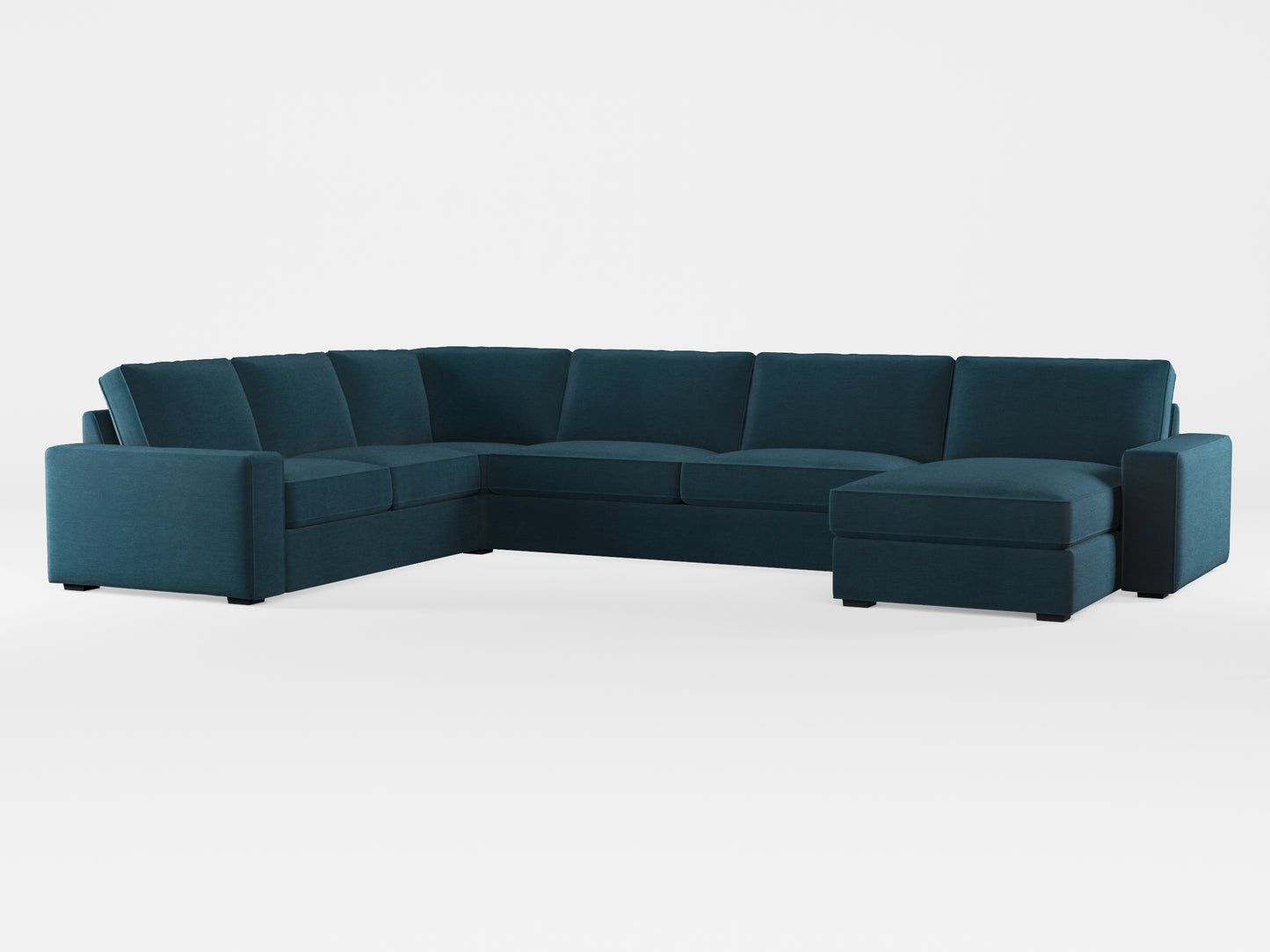 Ikea KIVIK 6-seat sofa with chaise longue cover made by Covereo in upholstery named PECADLY Ocean Blue