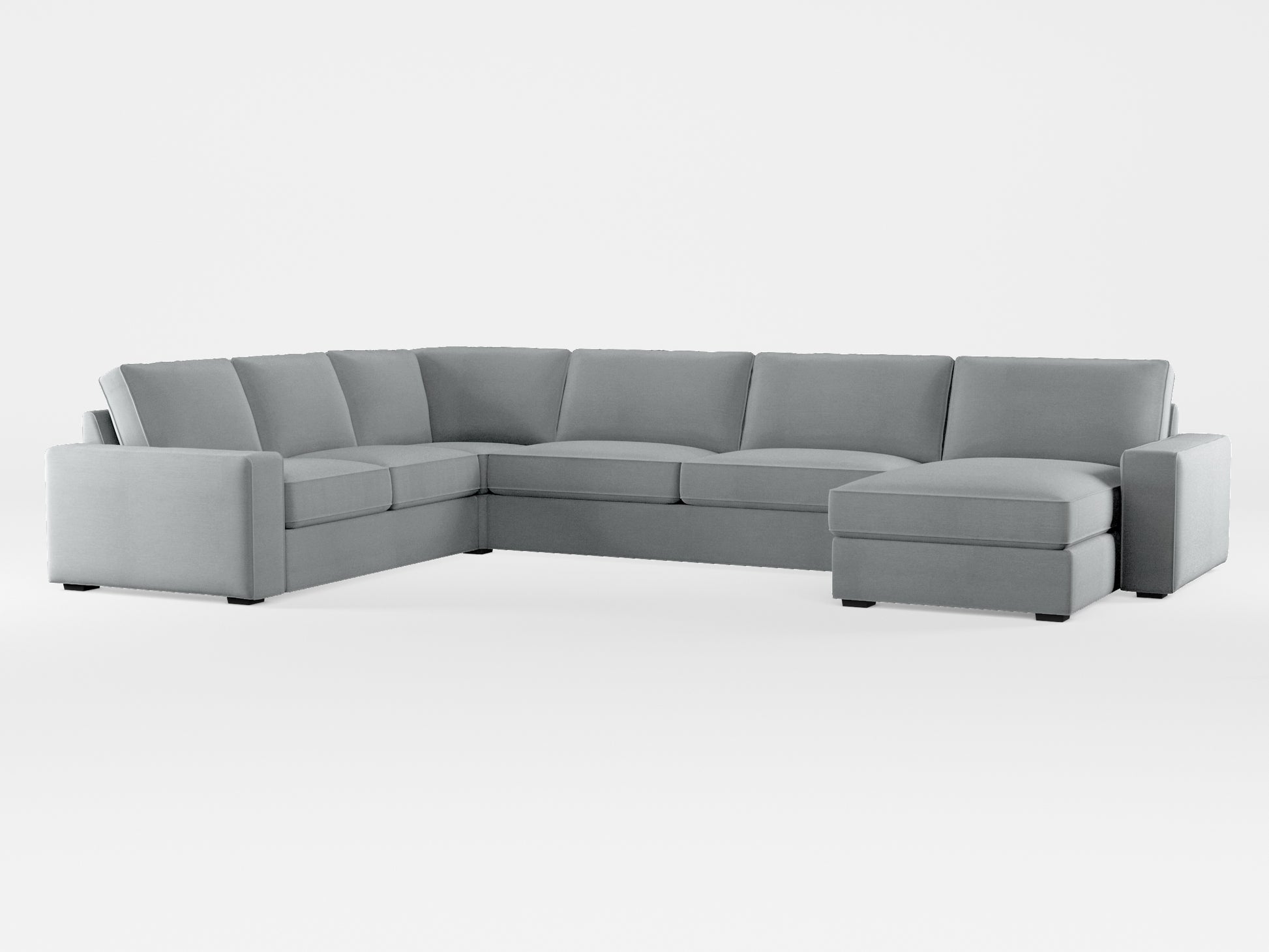 Ikea KIVIK 6-seat sofa with chaise longue cover made by Covereo in upholstery named PECADLY Pebble Grey