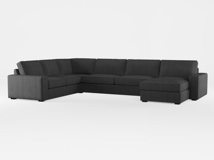 Ikea KIVIK 6-seat sofa with chaise longue cover made by Covereo in upholstery named TUNSO Grey Three