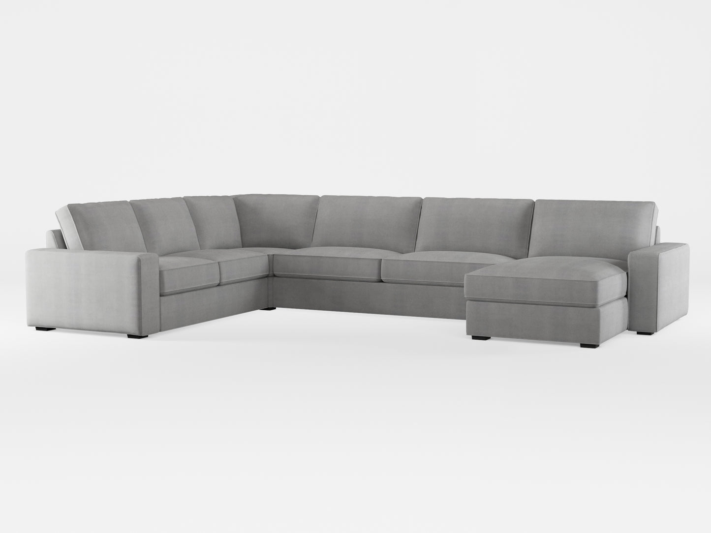 Ikea KIVIK 6-seat sofa with chaise longue cover made by Covereo in upholstery named TUNSO Grey Two