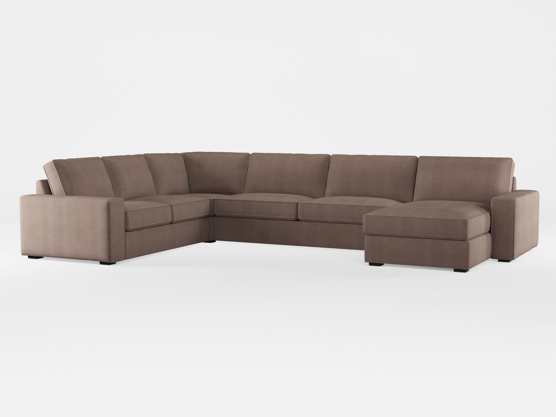 Ikea KIVIK 6-seat sofa with chaise longue cover made by Covereo in upholstery named TUNSO Nude Five