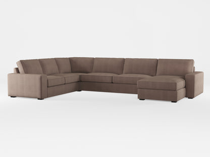 Ikea KIVIK 6-seat sofa with chaise longue cover made by Covereo in upholstery named TUNSO Nude Five