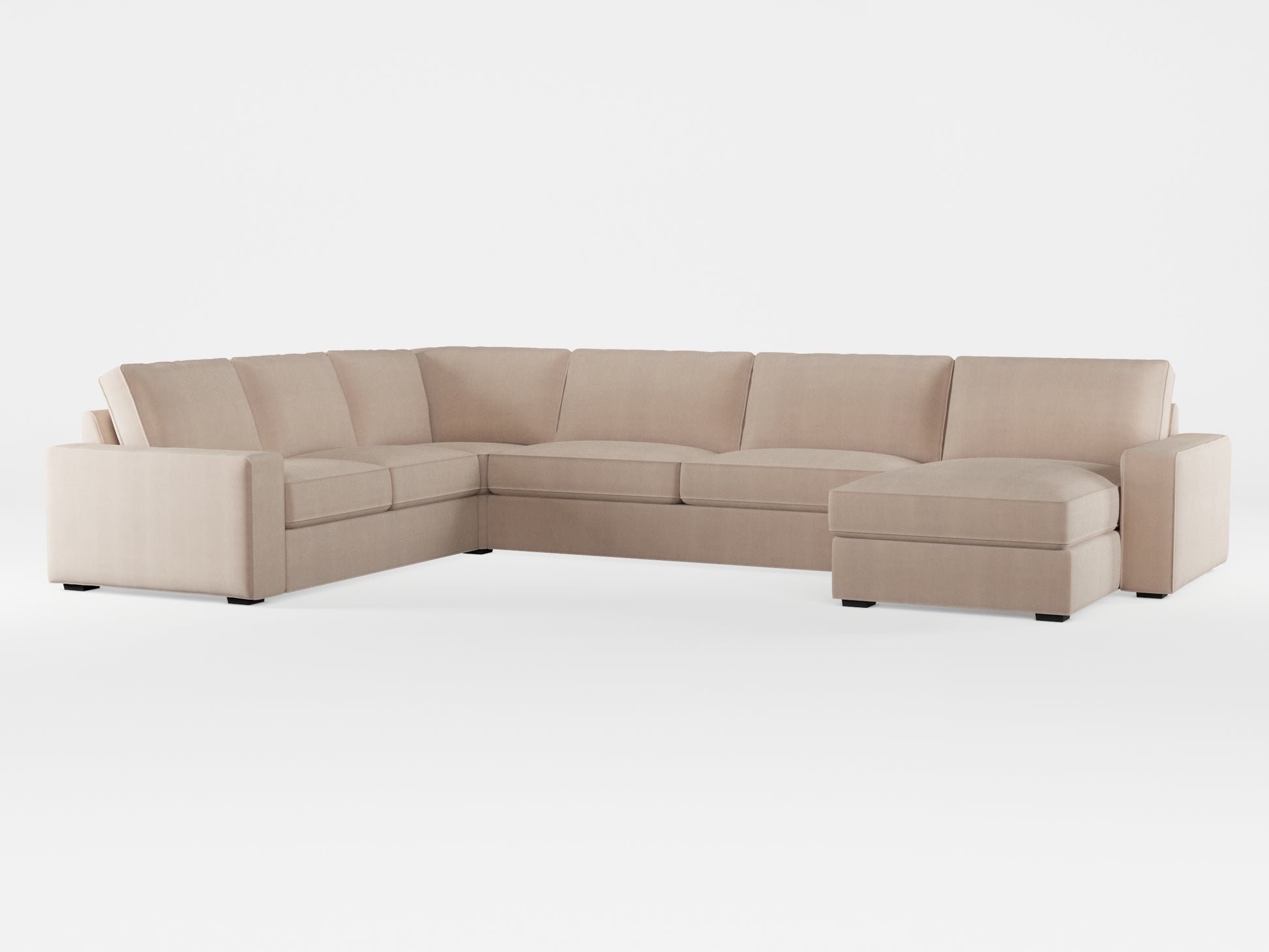 Ikea KIVIK 6-seat sofa with chaise longue cover made by Covereo in upholstery named TUNSO Nude Four