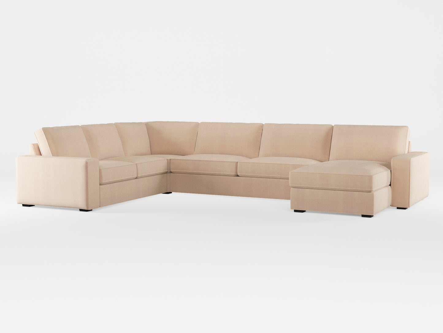 Ikea KIVIK 6-seat sofa with chaise longue cover made by Covereo in upholstery named TUNSO Nude Three