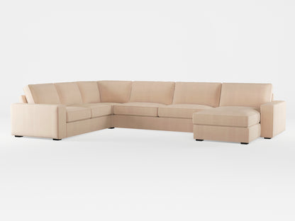 Ikea KIVIK 6-seat sofa with chaise longue cover made by Covereo in upholstery named TUNSO Nude Three