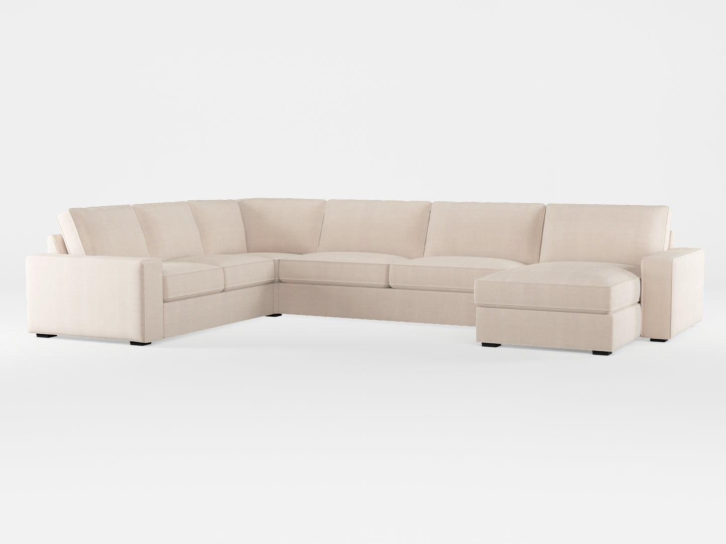 Ikea KIVIK 6-seat sofa with chaise longue cover made by Covereo in upholstery named TUNSO Nude Two