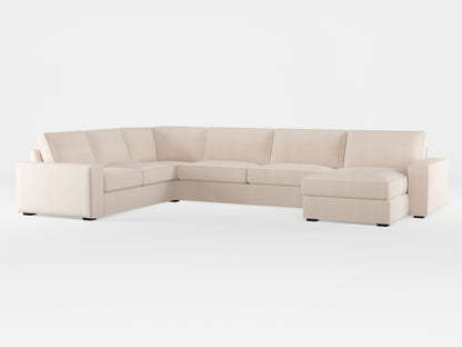 Ikea KIVIK 6-seat sofa with chaise longue cover made by Covereo in upholstery named TUNSO Nude Two