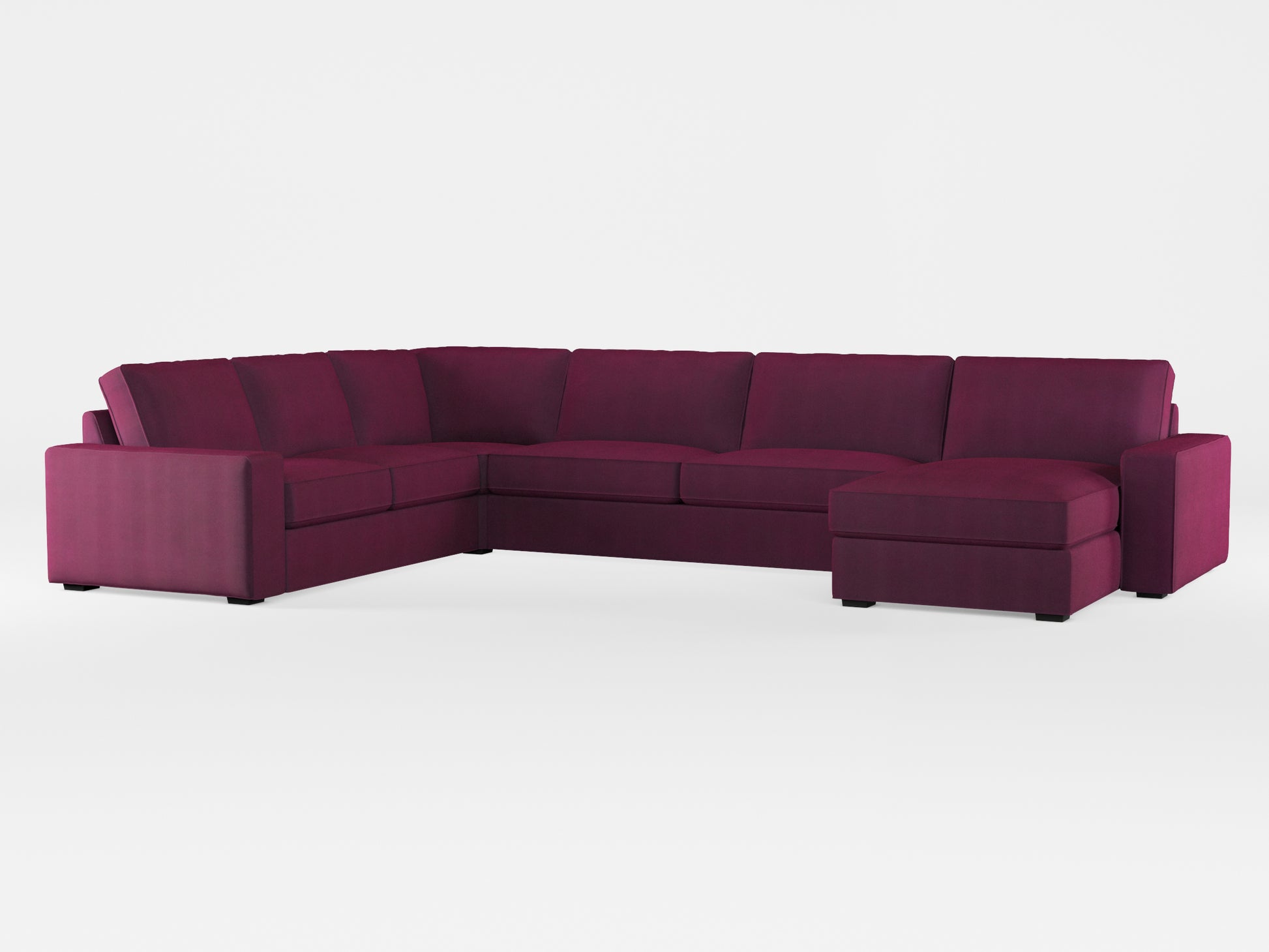 Ikea KIVIK 6-seat sofa with chaise longue cover made by Covereo in upholstery named TUNSO Violet Pansy