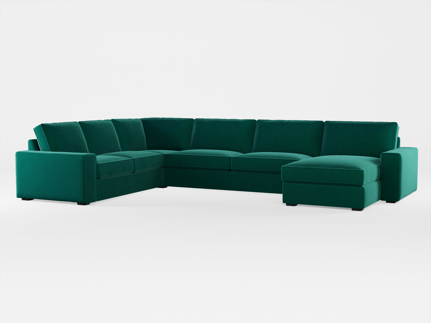 Ikea KIVIK 6-seat sofa with chaise longue cover made by Covereo in upholstery named VELVET Dark Teal